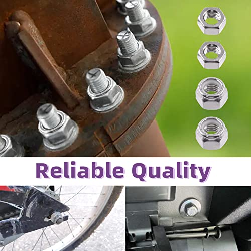 Swpeet 132Pcs Sae 304 Stainless Steel 2 Types Lock Nuts And Hex Nuts Assortment Kit, Coarse Thread Hexagon Nut For Home Automotive Shop Use (#2#4#6#8#10 1/4"-20 5/16"-18 1/2"-13 5/16"-18) #TOP4