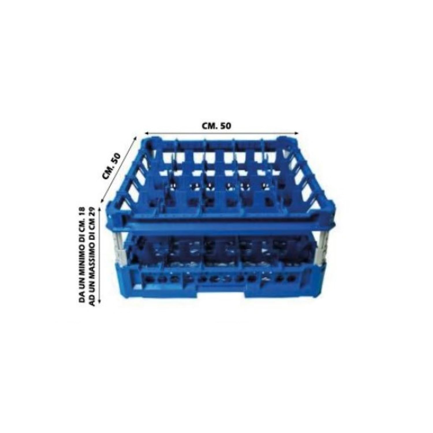 Sicignano | Cesta per Lavaggio Bicchieri, Plastica Alimentare, Impilabili, Resistenti fino a +95°C, Ideali per Lavaggio Asciugatura Stoccaggio - Misura 500x500 mm (5X5, KIT 3)