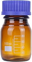 Vista 7 de Botellas ámbar de almacenamiento de medios de laboratorio, recipiente de vidrio graduado marrón GL45, tapa de rosca a prueba de fugas, multiusos Azul