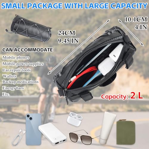 Nvaav Waterproof Bike Handlebar Bag - 2L Front Frame Roll Pouch With Shoulder Strap, Road Mountain Bicycle Professional Cycling Travel Accessories, Multi-Functional Storage, Installable Frame Seat Bags thumb #1