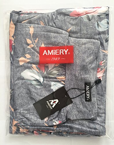 Image of AMiERY Women's Comfy Casual Pajama Pants Floral Print Drawstring Palazzo Lounge Pants Wide Leg