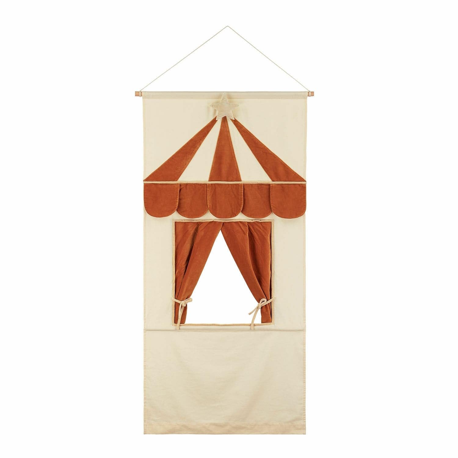 Loberon Puppentheater Papillou, Einfaches Aufhängen, Farbintensives Design, Kreatives Spielen, Kinderzimmer, Baumwolle, Eisen, Kunststoff, rostrot/Creme