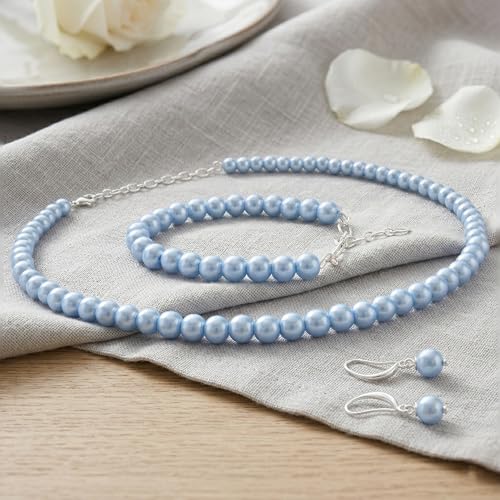 Image of JFL Combo Imitation 6mm Round Pearl Necklace Set Moti Mala Pearl Set With Earrings,Bracelet Handcrafted Jewellery for Less