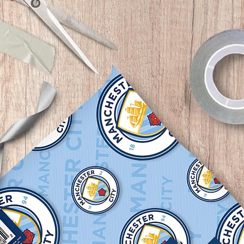 manchester city fc paper gift wrap sheets set one size bluewhite