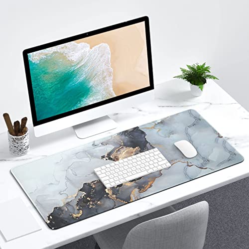 Atufsuat Extended Large Mouse Pad, XXL Gaming Desk Pad 31.5 x 15.7 Inch, Big Computer Keyboard Mousepad, Waterproof Mouse Mat with Stitched Edges and Non-Slip Base for Office Gaming, Gray Ink Marble - Image 8