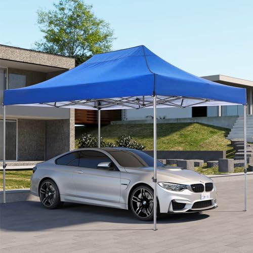 Image of COBIZI 10x15 Pop Up Canopy Tent with 4 Sidewalls,Heavy Duty Canopy,Blue