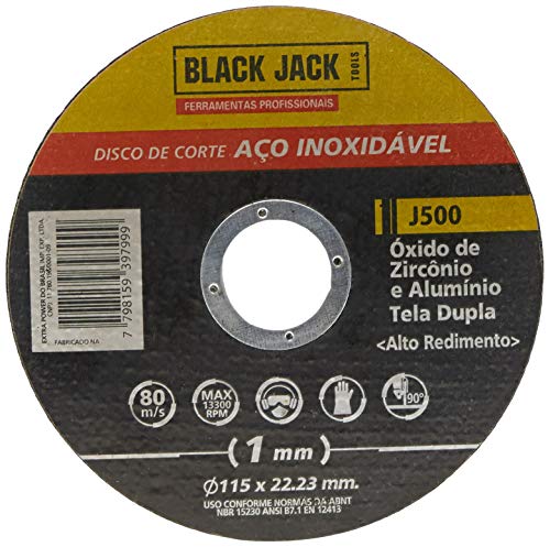 Disco de Corte para Aço Inox 115 x 1 x 22. 23 mm, Black Jack J500