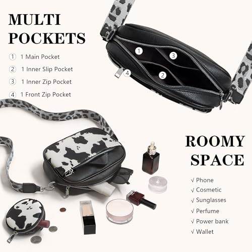 Image of Crossbody Bags for Women Vegan Leather Small Purses with Detachable Coin Pouch Adjustable Guitar Wide Strap
