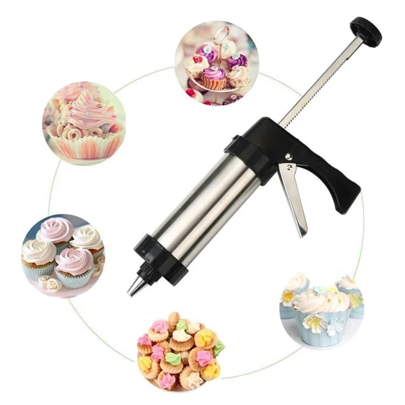 Presse à biscuits Spritz en acier inoxydable avec 13 disques et 8 douilles pour la décoration de biscuits et de gâteaux, noir