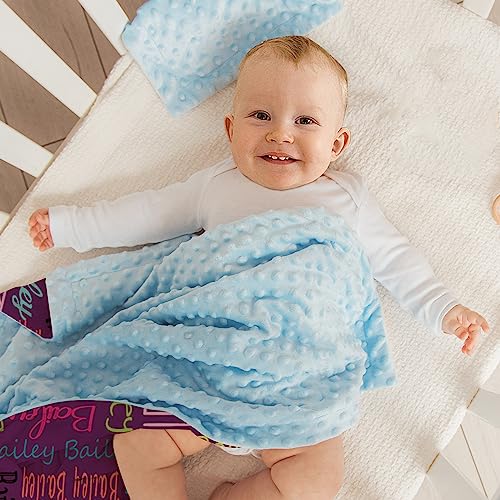 Image of Custom Baby Blanket - Personalized Names Design - Soft Plush Blanket with Double Layer Dotted Backing for Boys Girls Color10(47x60 inches)
