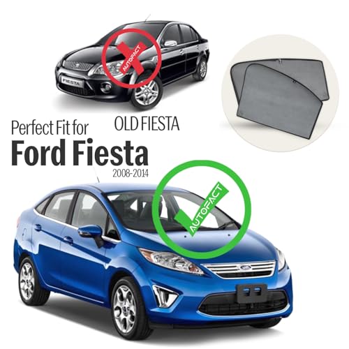 Image of Autofact Car Sunshades for Ford Fiesta (2008 to 2014), UV Protection, Useful Car Accessories, Custom fit Sun Shades for Side Windows, Set of 4