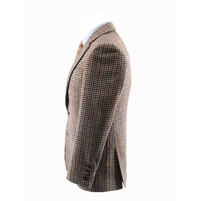 Mens Houndstooth Suit Jacket Men Wool Slim Fit Business Blazer Prom Two-Button Wedding Coats2