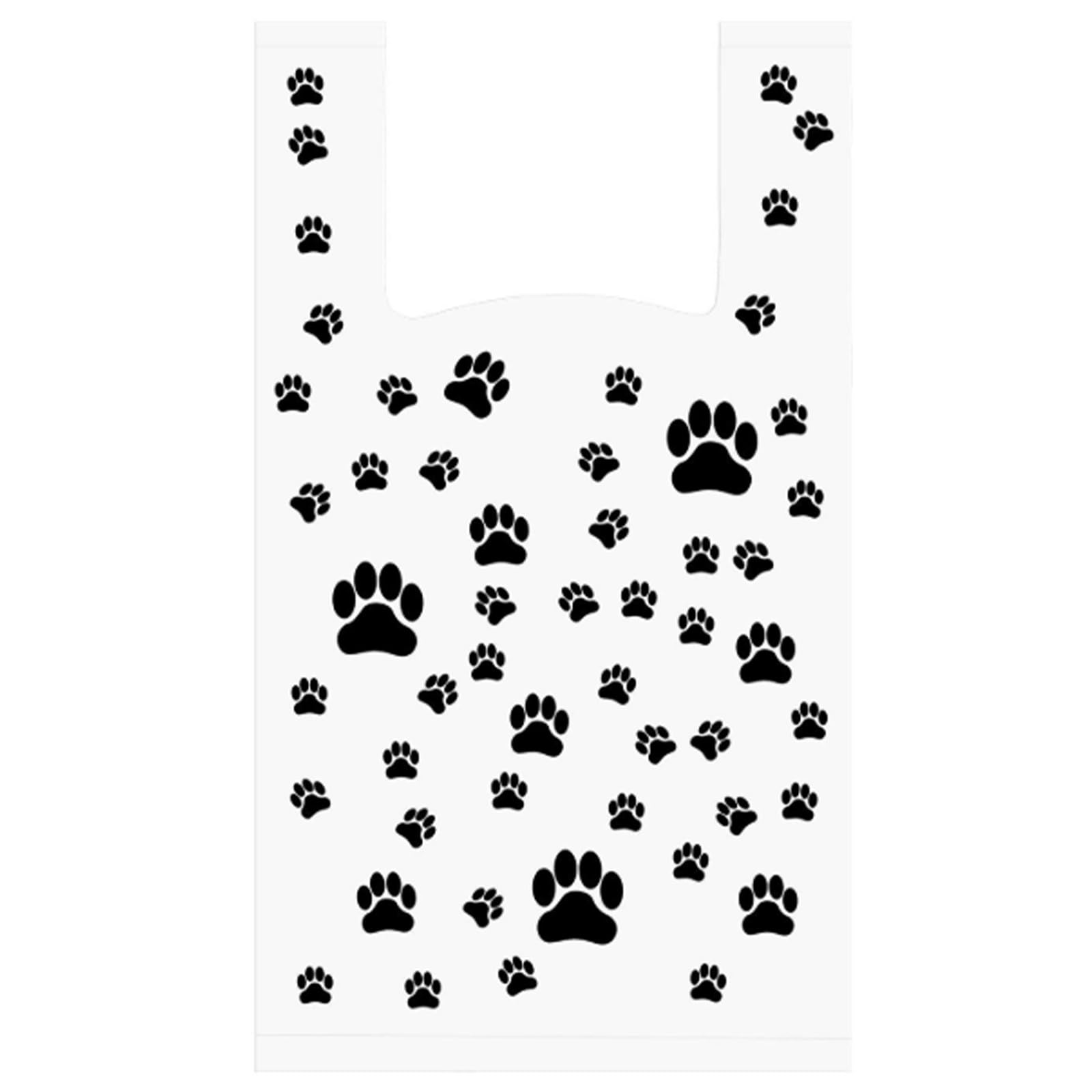 Outus 50 Pcs Paw Print Bags Paw Gift Bags Bulk Pet Goodie Bag Plastic Puppy Bag Bulk for Dog Birthday Decoration Supplies Party Favor Goodie Candy