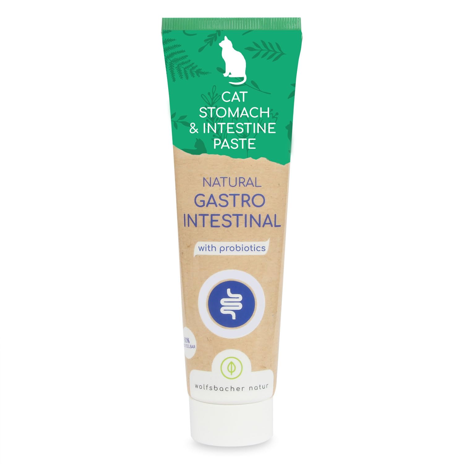 Pâte Gastro-Intestinale pour Chats – avec Probiotiques & Écorce d'Orme pour la Flore Intestinale – Soutient la Digestion & l'Estomac – Snack Doux 100g
