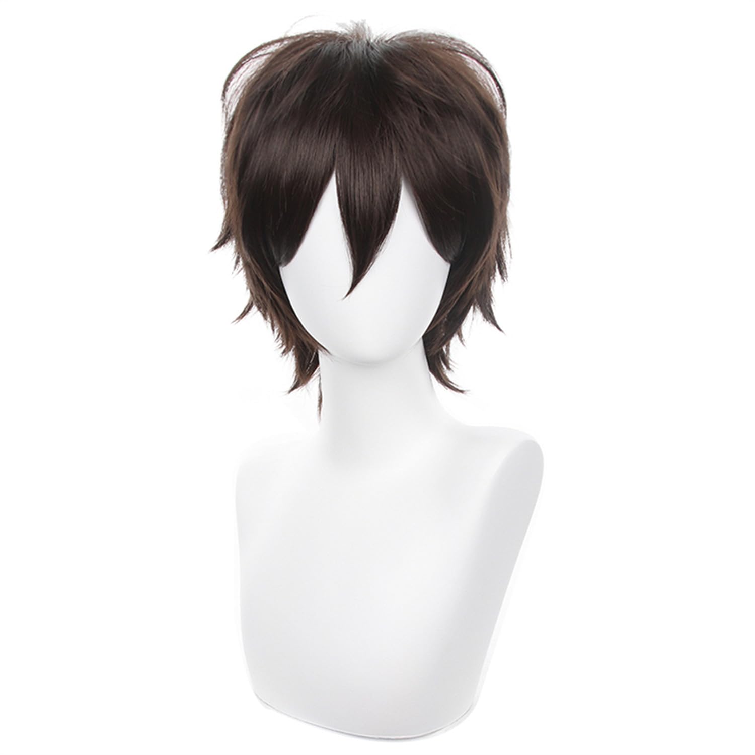 Brown Cosplay Wig Short Spiky Fluffy Heat Resistant Layered Synthetic Hair Men Women Halloween Party Wig