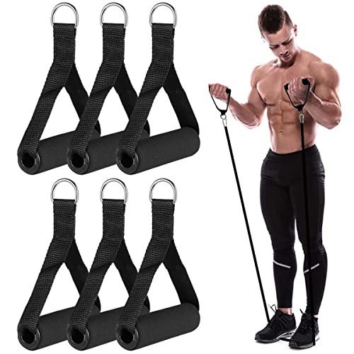Mango de Resistencia para Ejercicios,Forreen 6 Piezas Mango de Resistencia Asas Nylon Robusto Durable Asa de Ejercicio para Máquina de Cable para Yoga Pilates Fitness Fuerza Entrenamiento en Casa