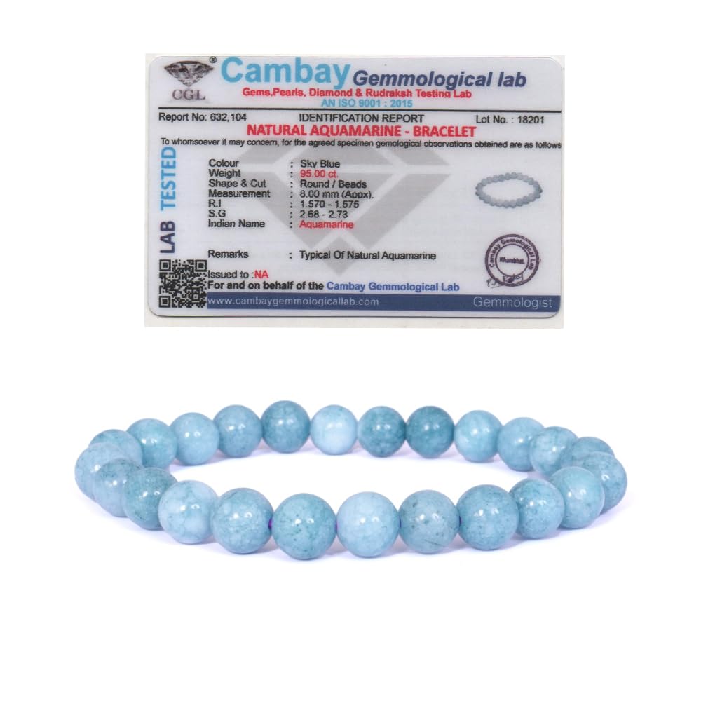 REBUY Aquamarine Natural Gemstone Bracelet For Both Men & Women | Blue Aquamarine Stone Bracelet Help in positive flow of emotions and high energy levels | 8mm Bead size (B08Z4846YK) Amazon Price History, Amazon Price Tracker