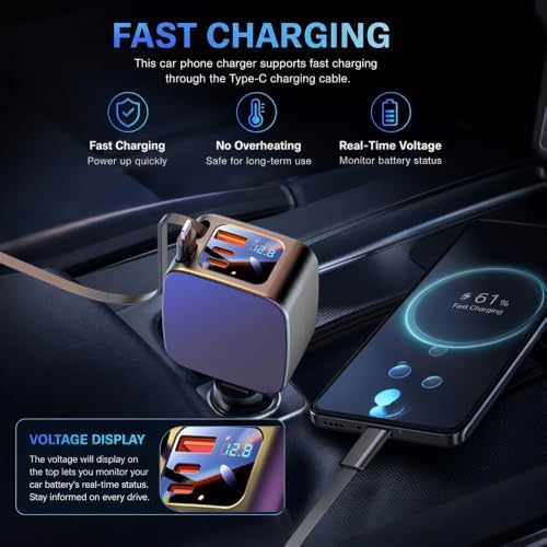 5-in-1 Retractable Car Charger USB C Fast Charge for Phones — view 2