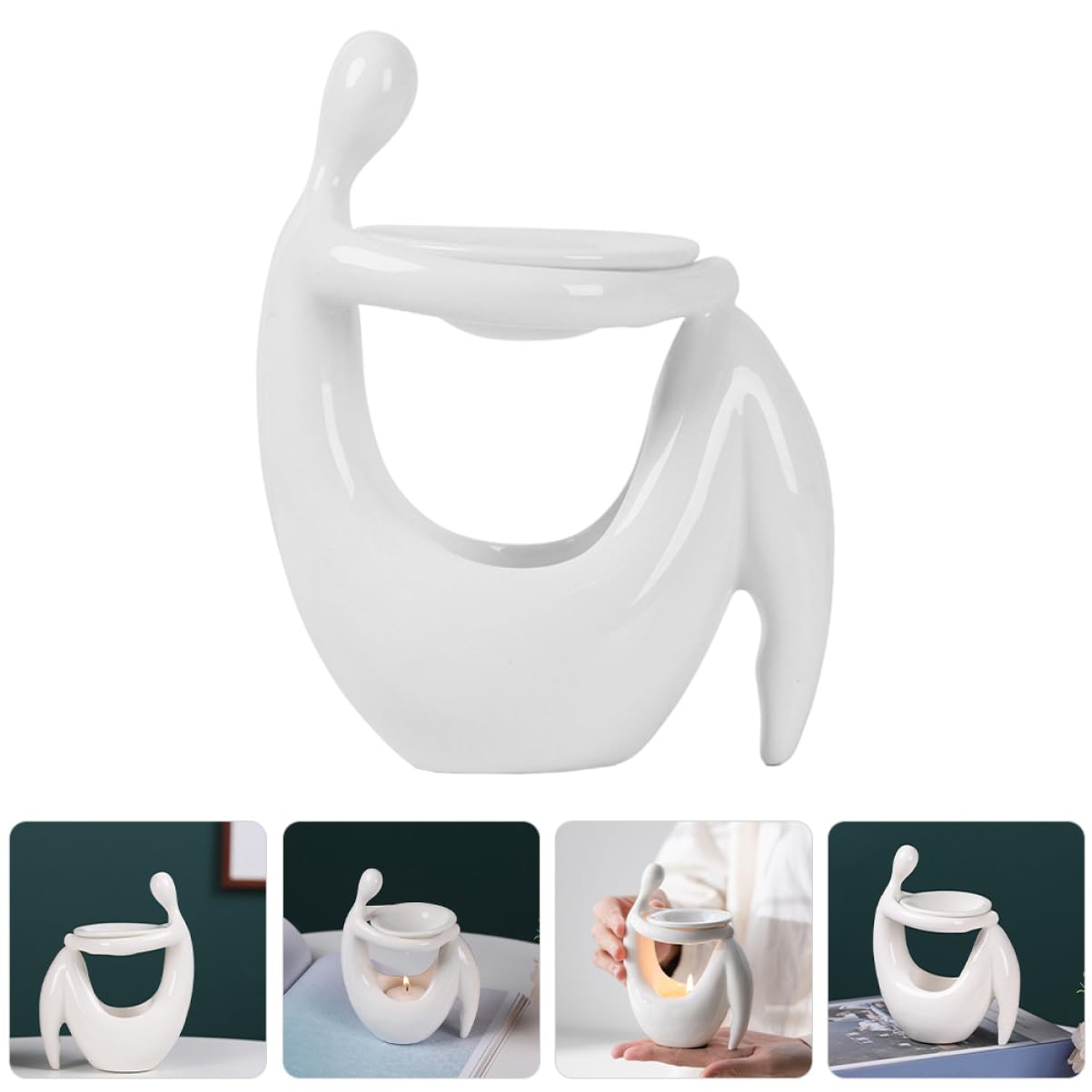 Ciieeo Brûleur D'arômes en Céramique Design Corps Humain pour Aromathérapie, Décoration Élégante et Fonction Aidant Sommeil, pour Bureau Salle de Yoga