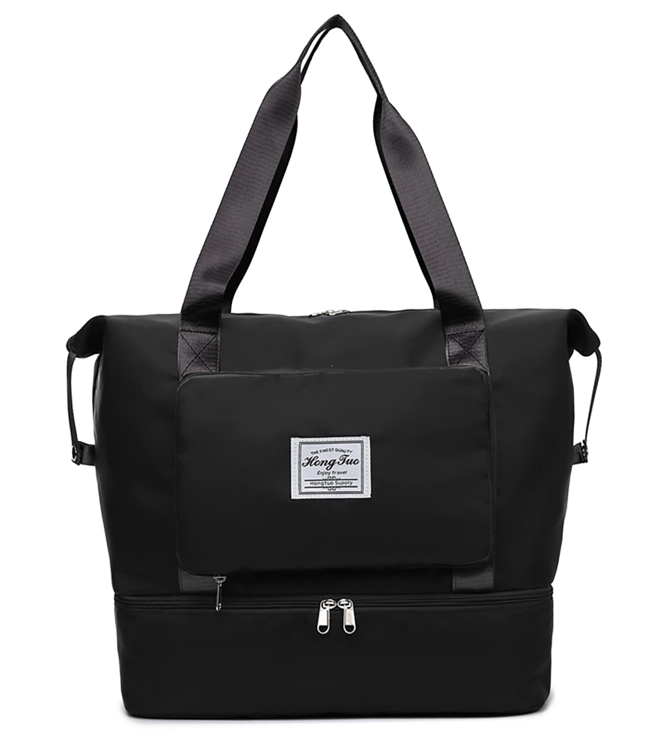 NWLR New Foldable Dry/Wet Separation Travel Duffel Bag with Shoe Compartment Large Capacity Folding Weekender Overnight Bag Lightweight Waterproof Gym