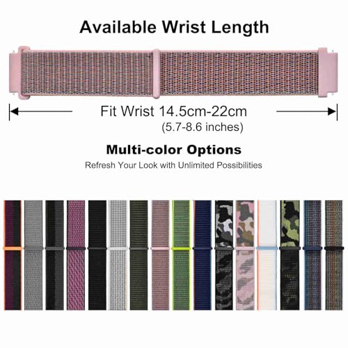 Image of WOCCI Adjustable Nylon Sport Watch Bands with Hook and Loop Fastener, Quick Release Watch Straps for Men and Women, Band Width 18mm 20mm 22mm