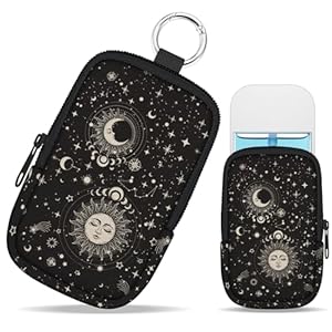 Mcapirivo Sun Moon Hand Sanitizer Spray Case, Hand Sanitizer Holder Zippered Pouch, Cute Boho Fashion Accessory with Snap Hook for Glow Mist and Power Mist 1FL OZ