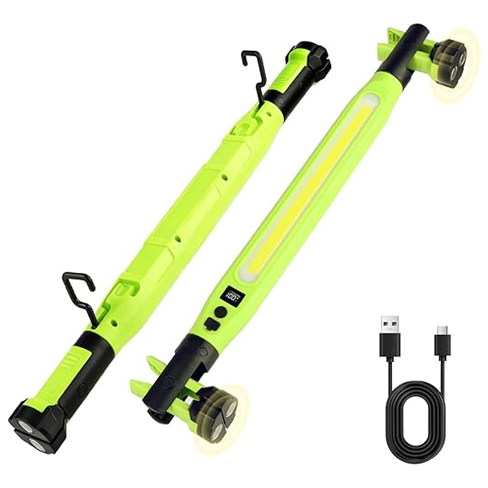 Barra de luz magnética COB con gancho 360° y batería para mecánica de coches
