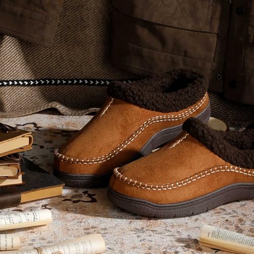 Image of Zigzagger Men's Slip On Moccasin Slippers Indoor Outdoor