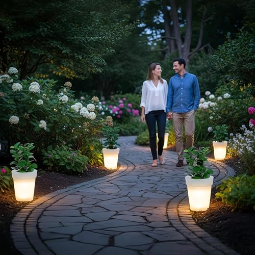 Lámparas de jardín LED impermeables en macetero solar exterior 3