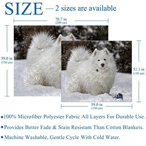 Couvertures chaudes et douces haut de gamme motif chien Samoyède