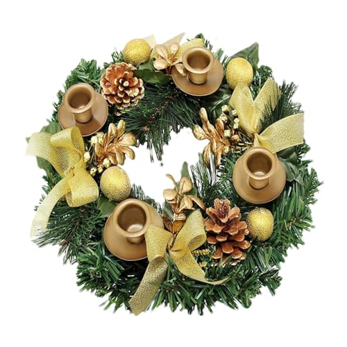 hristmas - Anillos para velas, coronas, candelabros de anillo, exquisitos y prácticos, anillos artificiales para velas, coronas, corona de Adviento, centro de mesa para mesa de comedor