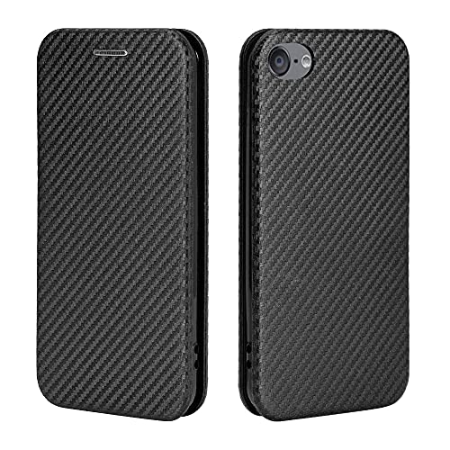 Coque iPod Touch 6 5 7 fibre de carbone protection TPU hybride et étui PU Svart
