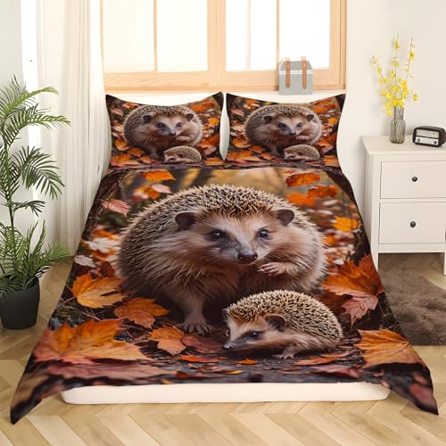 Parure de lit 200x200 microfibre avec housse couette motif hérisson - 3