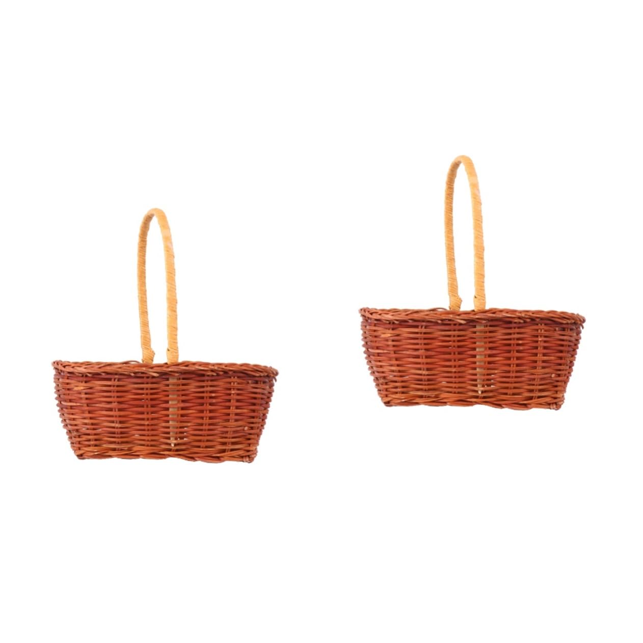 2stücke Rechteckiger Ostern Aufbewahrungskorb Aus Rattan Handgewebter Mini-basket Für Ostern Geeignet Für Dekoration Und Aufbewahrung Von Süßigkeiten Mit Praktischem Griff