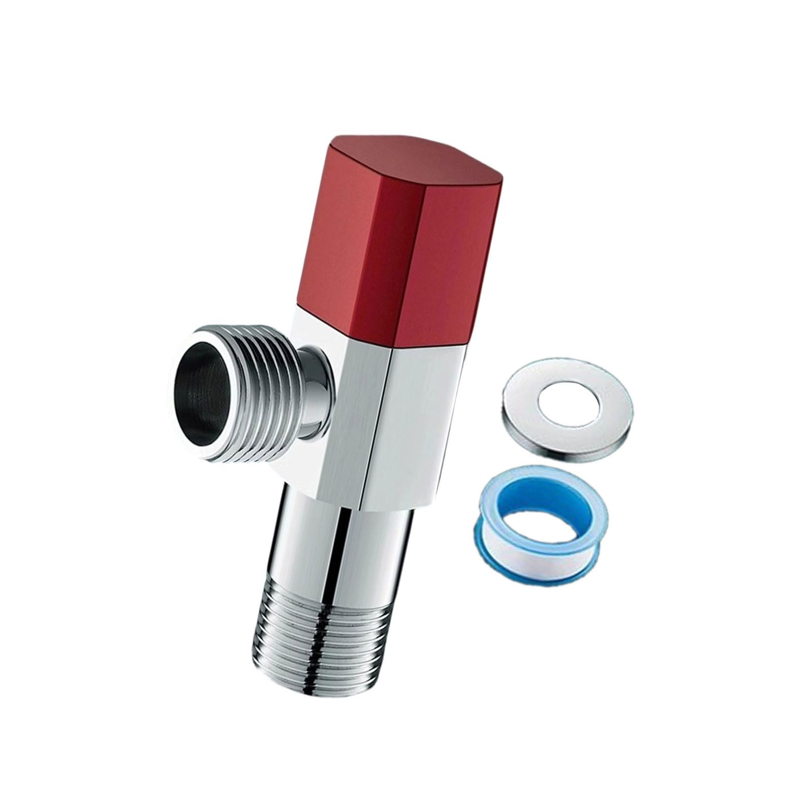 Hdoytxxm Red Water Shut Down Valves Stainless Steel 1 / 2Inch Turn Angles Stop Plumbing Fitting For Hot/Cold Water Systems Stainless Steel Angles Stop