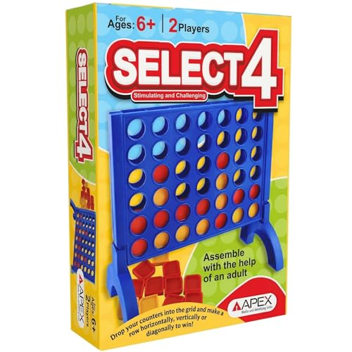 Image of Select 4 - 4 in a Row Strategy Board Game for Kids & Family | Classic 2-Player Puzzle & Logic Game | Indoor Fun & Travel-Friendly Toy for Boys & Girls