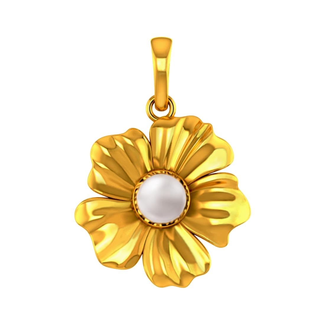 14Kt (585) Yellow Gold Flower Shaped Pendant With A Pearl Design For Women & Girls - 0.89 Gram-image-43