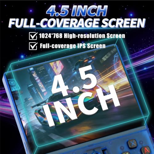 Image of 2026 NEW Upgrade R36MAX Ⅱ Retro Video Game Console - 4.5 Inch Ultra-Large Screen, Support 18000+Classic Games, 64G TF Card, Linux System, 4000mAh Battery, Birthday Gift for Adult (Blue)