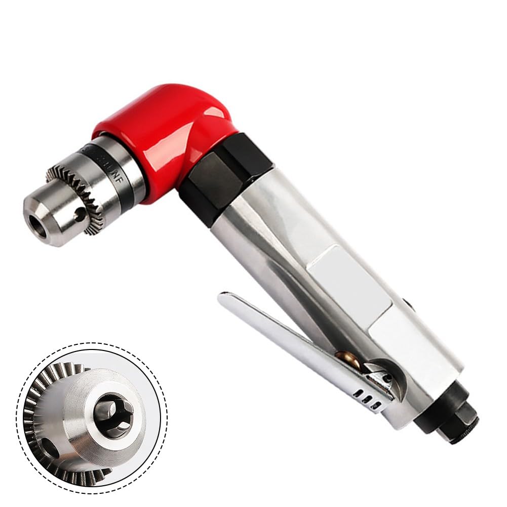 Perceuse pneumatique légère à angle droit avec mandrin de 1,5 à 10 mm, outil pneumatique 1800 tr/min pour percer dans des espaces restreints, 90 PSI