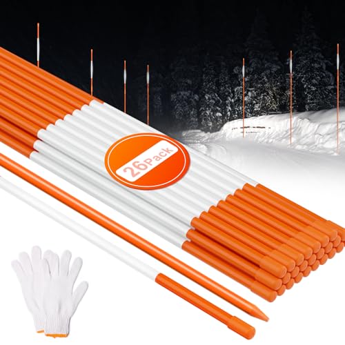 Remiawy Driveway Markers 26 Pack, 48” Snow Stakes, High Visibility ...