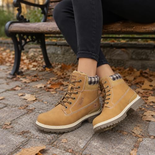 Image of ANJOUFEMME Outdoor Hiking Boots for Women Waterproof - Womens Ankle Boots Lightweight Snow Winter Boots for Trekking Walking