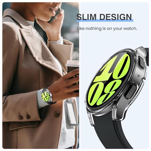 Image of VEMIGON Hard PC Case Compatible with Samsung Galaxy Watch 6 2023 Screen Protector Case 44mm, High Sensitive Protective Face Cover with Bumper Built-in Tempered Glass Film - (44mm Clear)