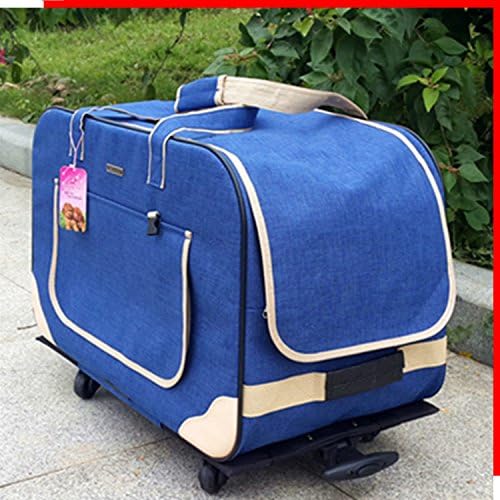 NAUY- Increased Four Rounds Of Collapsible Dog Trolley Case Go Backpack Pet Cart Old Dog Puppy Pet Trolley Bag Cage (color : Blue)