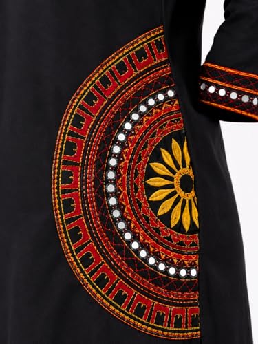 Image of Pure Cotton Anarkali Kurta Set for Women with Dupatta | 3 Piece Cotton Anarkali Suit | Floral Aari Work | Flared Ethnic Wear