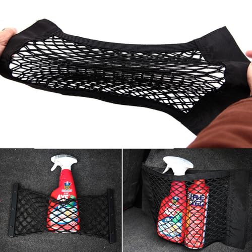 4 Stücke Kofferraum Netztasche Auto, Gepäcknetz Auto, Universal Kofferraumnetz Schutznetz Elastisch Kofferraum Aufbewahrung Netz Mit Klettverschluss für Autos/SUV Kofferraum Gepäcknetz