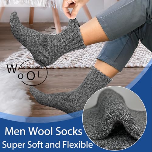Josnown 5 Pairs Wool Socks Mens, Thick Warm Winter Thermal Cozy Boot Socks2