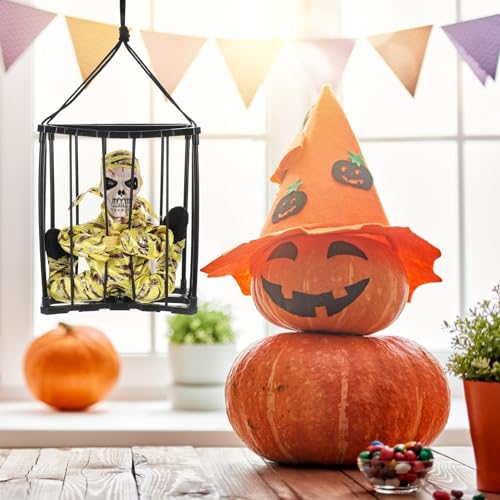 Cage squelette lumineuse Halloween Veemoon décorative