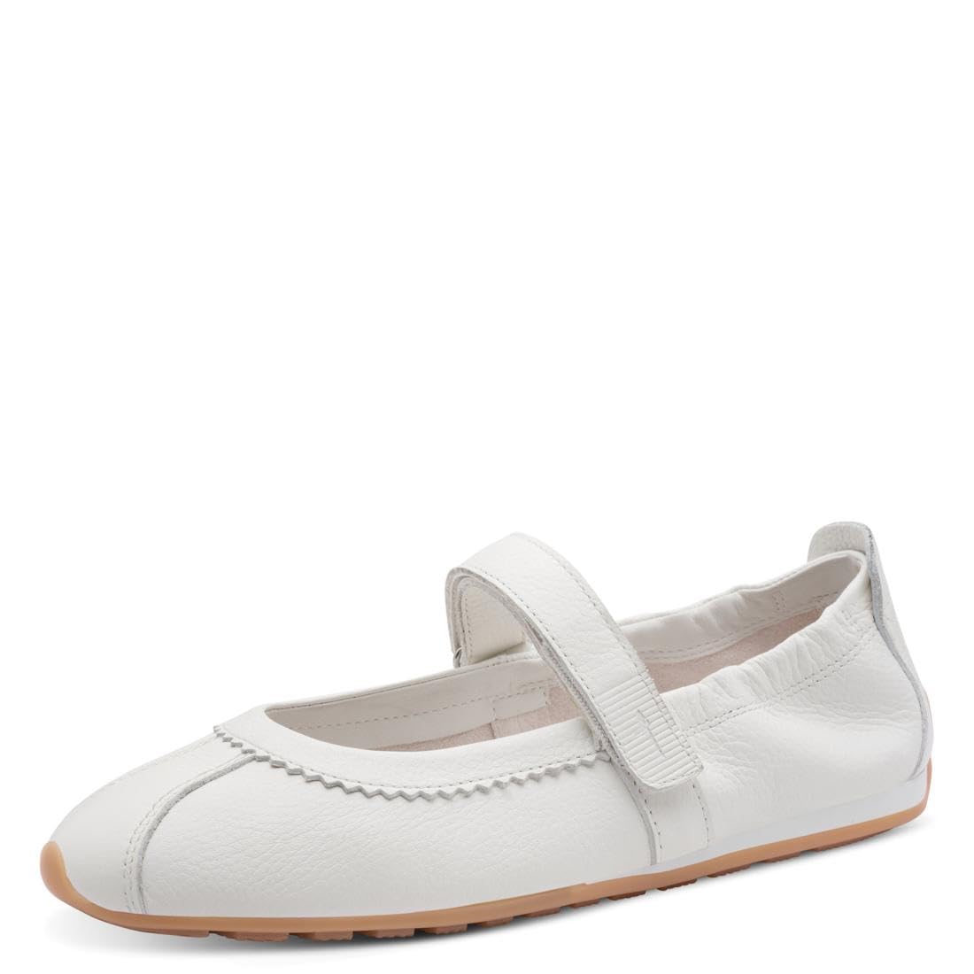 Tamaris Women's ballerina with strap leather flat white 4 UK
