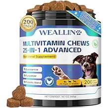 Dog Vitamins - 25-in-1 Dog Vitamins and Supplements Multivitamin with Glucosamine Probiotics Omega-3 Puppy Multivitamin Chewable for Coat, Heart, Hips & Joints, Digestion & Immune System 200pcs