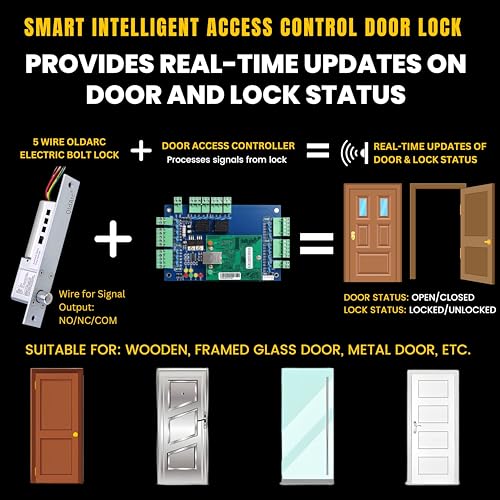 Image of OldArc EL5 Smart Electric Bolt Lock | 5 Wire Autolock Hidden Boltlock with Time Delay & Door Lock Feedback | 12VDC FailSafe Drop Bolt Lock for Metal Wooden Door Electronic Lock for Essl Access Control